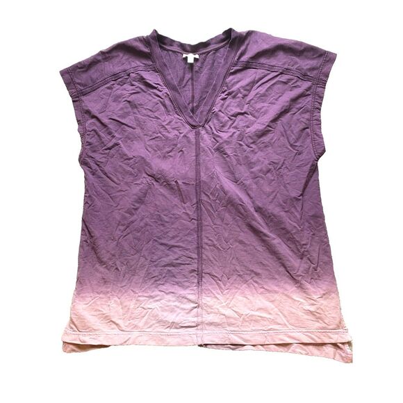 Garnet Hill Shirt Womens Extra Large Purple Ombre Organic Oversized Spandex Lady - Picture 1 of 8